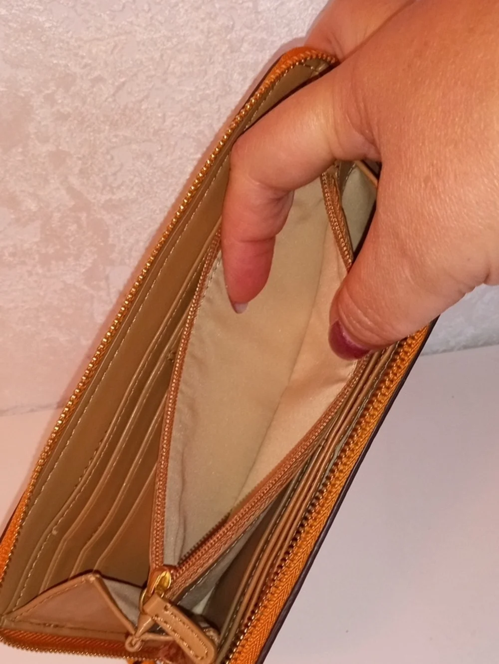 Coach Orange Leather Zip Wristlet